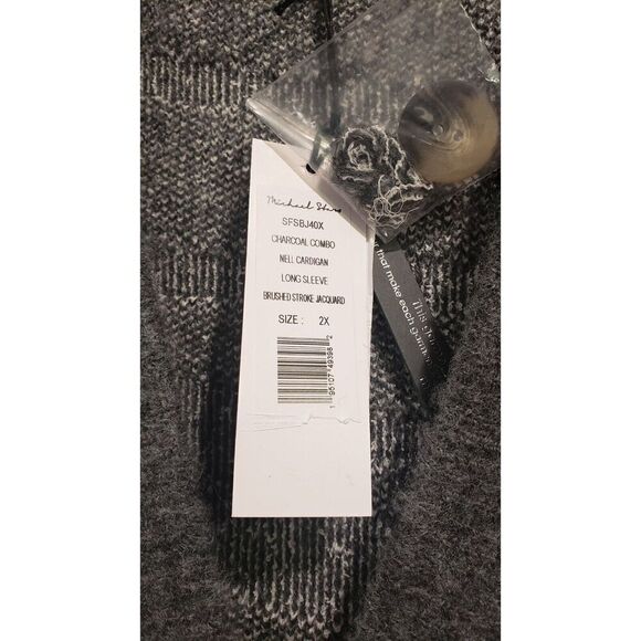 Michael Stars-Nell Cardigan Sweater- Brushed Stroke Jacquard Gray Size 2X NWT! - Picture 6 of 6